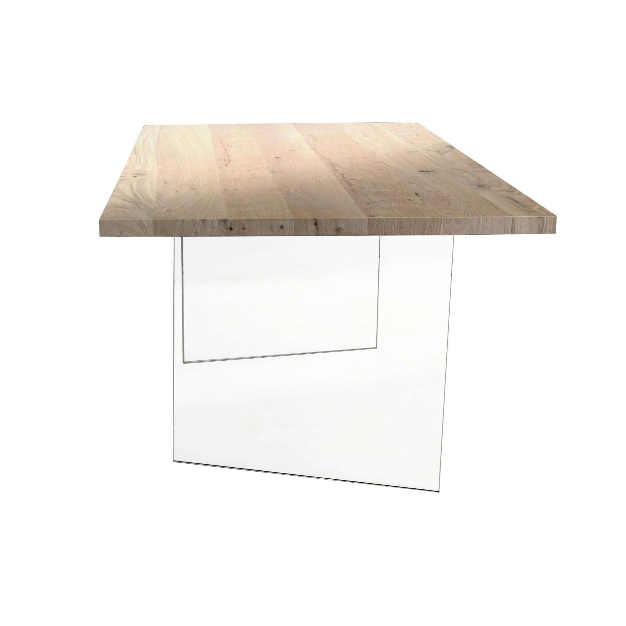 milani home - tavolo da pranzo fisso 180 x 90 cm, rovere naturale, piano impiallacciato e base in vetro