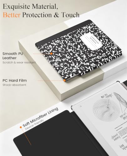 Image of MoKo Case for Remarkable Paper Pure 10.3 inch 2026 with Pen Holder, Note Black | Slim protective hard shell folio cover with secure pen holder, Auto Wake & Sleep