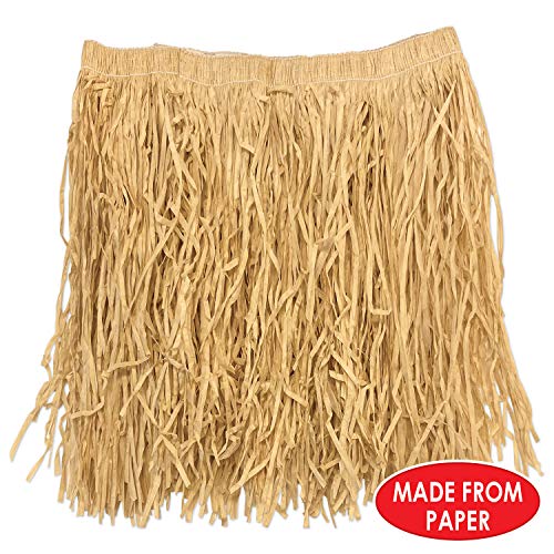 Beistle S54581-NAZ2 2-teiliges Erwachsene, Mini-papiergras, Hula-röcke Hawaiianisches Luau-Motiv, tropisches Thema, Geburtstagsparty-Zubehör, Kostümzubehör, Papier, Naturbast