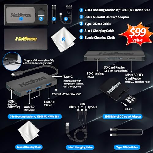 HP Stream Laptop BrightView HD de 14 polegadas, Intel Celeron N4120, 16 GB de RAM, armazenamento de 288 GB (128 GB eMMC + conjunto de estação de ancoragem SSD de 160 GB), gráficos Intel UHD, webcam