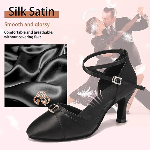Women Ballroom Latin Dance Shoes Closed Toe Salsa Waltz Dance Practice Performance Dance Shoes2
