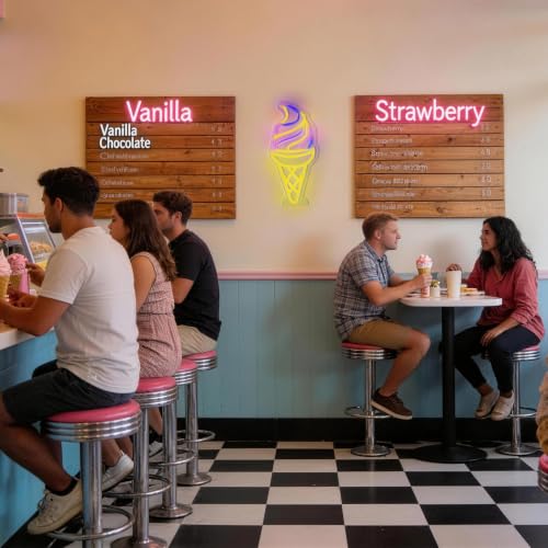 Image of Ice Cream Neon Sign with USB & Type-C Dual Powered