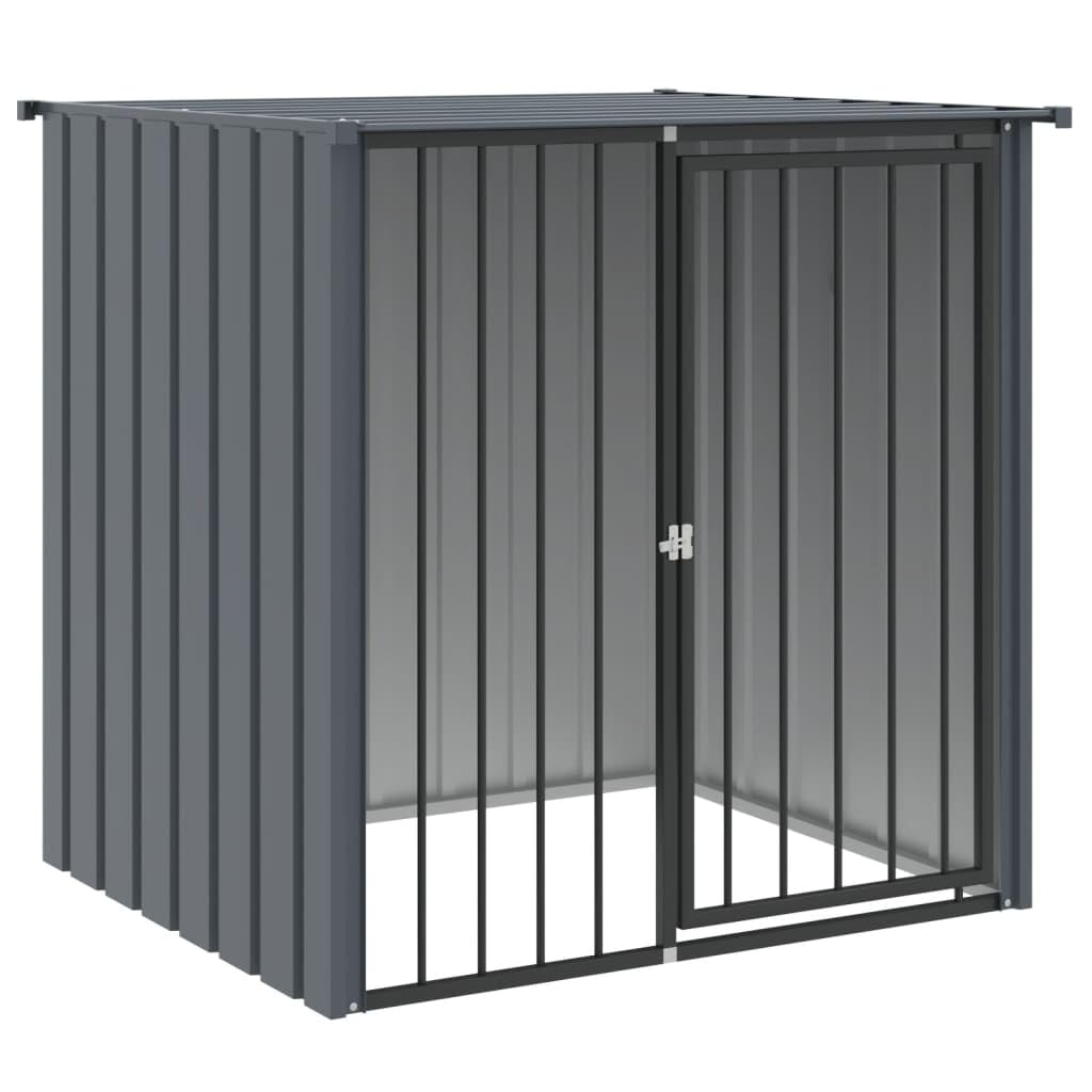 Niche pour Chien Extérieur Métal, Chenil d'extérieur Enclos Cage pour Chien avec Toit Noir 110x103x109 cm Acier galvanisé