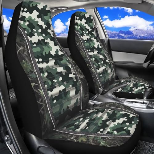 Housses de siège de voiture avant camouflage vert 52x138cm pour SUV et berline
