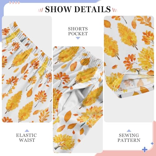 Pajama Pants Lounge Sleep PJ Bottoms Sleepwear Elastic Waist Drawstring S Hand Drawn Leaf4