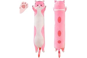 Long Pink Cat Plush Pillow Toy