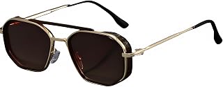 Roshfort Unisex Hexagon PATHAN SRK Choise Sunglasses Gold Metal Frame, Sleek Black lens UV protection, perfect for Men's a... Price In India