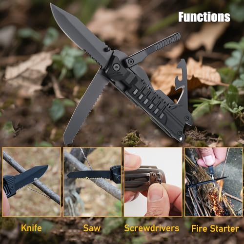 Multitool Knife with Nylon Pouch, 22 in 1 EDC Multi Tools with Fire Starting Sticks, Bottle Opener, Whistle, Pocket Knife and Window Breaker, Perfect for Survival, Outdoor and Everyday Use - Image 5