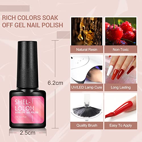 Shelloloh Nagellack-Set, semi-permanent, 32 Stück, Gel-Nagellack, semi-permanent, UV-/LED-Lampe, Basislack, Gel… – Bild 6