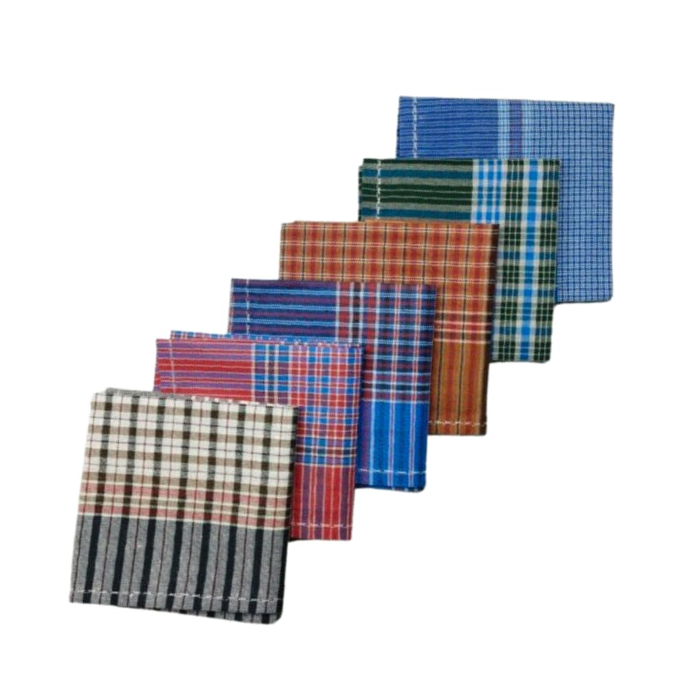 Men's Cotton Handkerchief Set/Soft, And Absorbent (Pack Of 6) Men's 100% Cotton Handkerchief - Multicolor Hankies For Daily Use | Cotton Checked Pocked Hanky (20/20 inch)-image-40