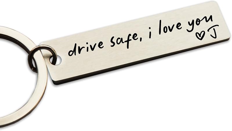 Chaveiro Drive Safe I Love You Personalizado com Gravação em Aço Inoxidável