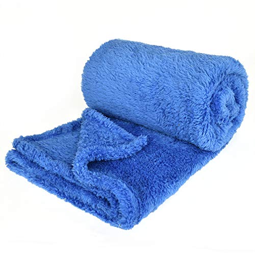 EHC Teddy Super Soft Fleece Warm Throw Thermal Sofa Blanket 130 x 170cm - Blue, Small Single - Image 2