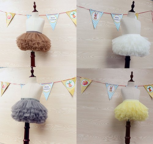 Elamccor Baby Girls' Tutu Skirt Toddler 6 Layered Tulle Tutus White, 2-3T #TOP6