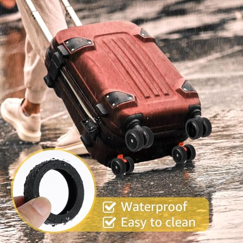 Image of Suitcase Wheel Cover Silicone, 35 Pieces Luggage Wheel Protectors, Travel Accessories for Smooth Rolling, Universal Fit Wheel Covers for Suitcase, Black Color Set