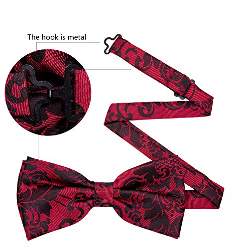 Image of YOHOWA Paisley Striped Men Bow Tie Pre-Tied Formal Adjustable Colorful Bowties Handkerchief Cufflinks Set Wedding Party
