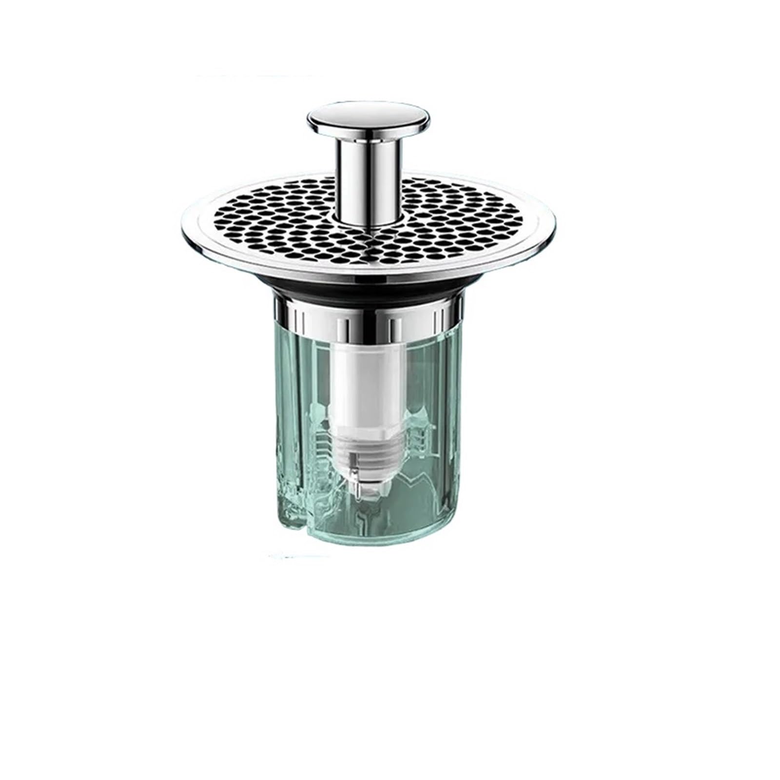 Pop-Up Sink Drain Stopper with Anti-Clog Strainer(White B)