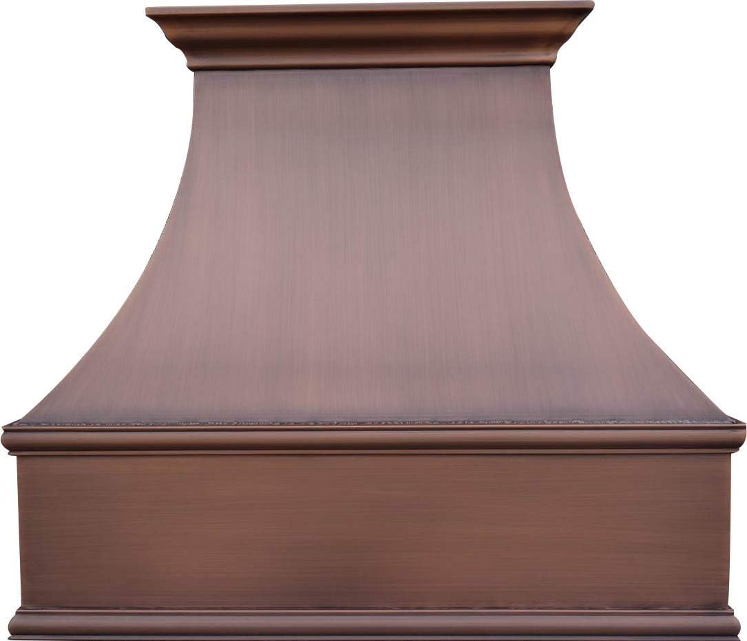 SINDA Handcrafted Custom Copper Range Hood with Commercial Grade Hood SUS304 Vent with Liner and Fan Motor, Baffle Filter, High CFM, with Beehive-Natural Copper, H7XBNI4848