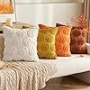 MIULEE Fall Throw Pillow Covers 18x18 Set of 2 Autumn Decorations Beige Pumpkin Accent Pillowcase for Sofa Couch Porch Bed Living Room Soft Plush Faux Fur Halloween Farmhouse Home Decor #2