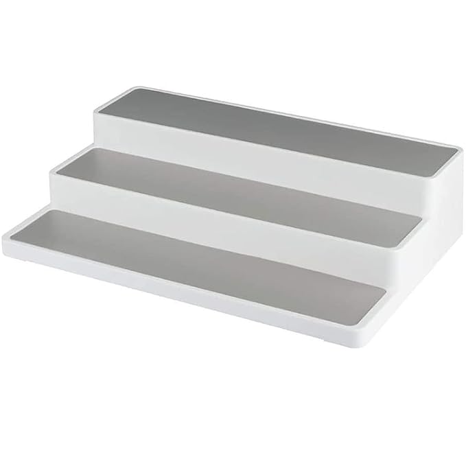 Sulfar Kitchen 3 Tiers Spice Racks Non-Skid Cabinet Shelf Organizer Bottle Rack Holder (White)
