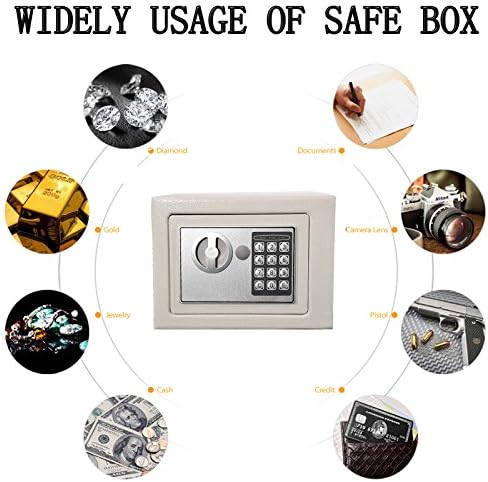 Money Box Safe, Piggy Bank for Adults with Digital Keypad Code and Keys Combination Locker Solid Steel Contruction Cash Saving Box for Home Office, White 4.6 Litre Volume Small