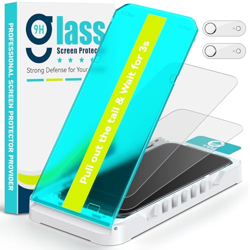 Ksleri 2 Pack Matte Glass Screen Protector for iPhone Air / 17 Air 6.5-inch with Auto Fit Box + 2 Pack Camera Lens Protector Anti-Glare Anti-Fingerprint Tempered Glass Dust Free Easy Installation