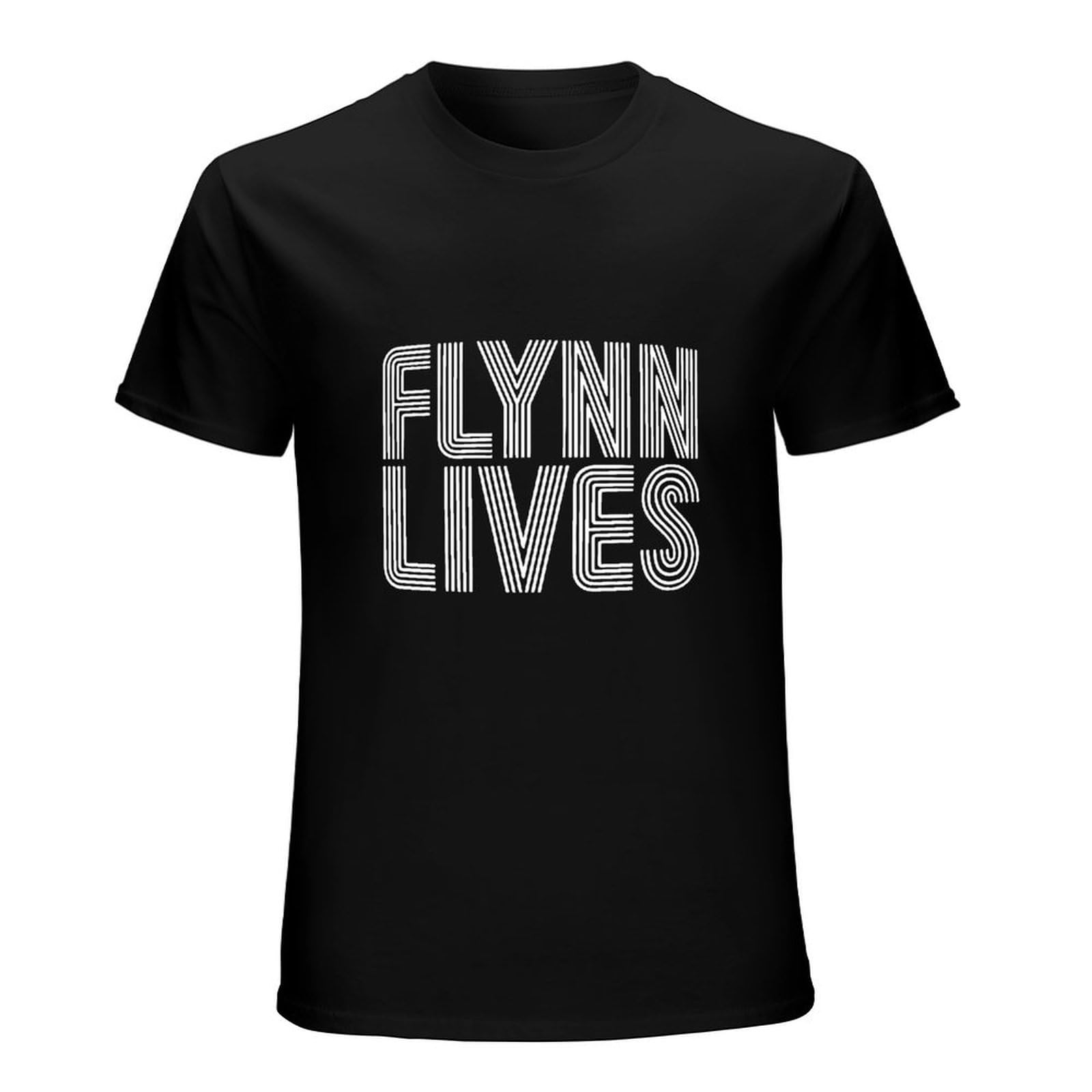Huachenyu Unisex Black Flynn Lives Retro Movie Funny User Program Men's T-Shirt Tee Shirt L
