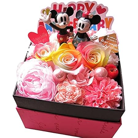 Amazon ディズニー フラワーギフト レインボーローズ3 プリザーブドフラワー 箱開けてスマイル ボックス入り プリザーブドフラワー ノーマル ミッキー ミニー プリザーブドフラワー オンライン通販
