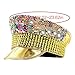 Steampunk Rhinestone Hat Fashion Rivet Studded Punk for Women Blingbling Wide Brim Cap Music Festival Stage Headgear Women Gold