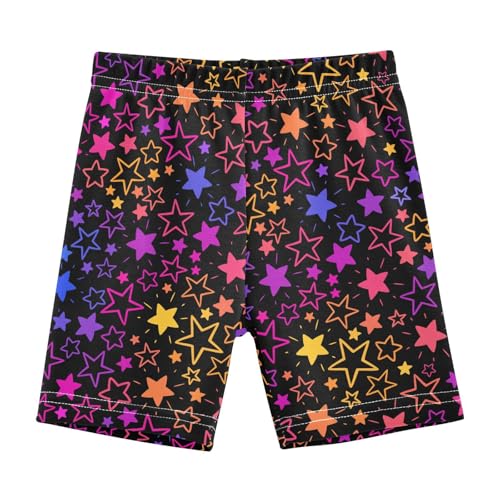 JHKKU Girls Bright Neon Stars Shorts Cotton Cartwheel Bike Kids Biker Under Dress Dance Short Girl Clothes 4T