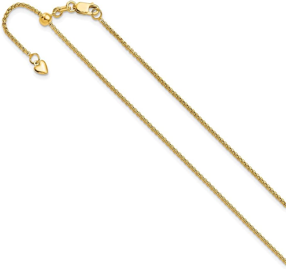 FJC Finejewelers 14 kt Yellow Gold Adjustable Round Box Chain 22 Inches x 1.35 mm