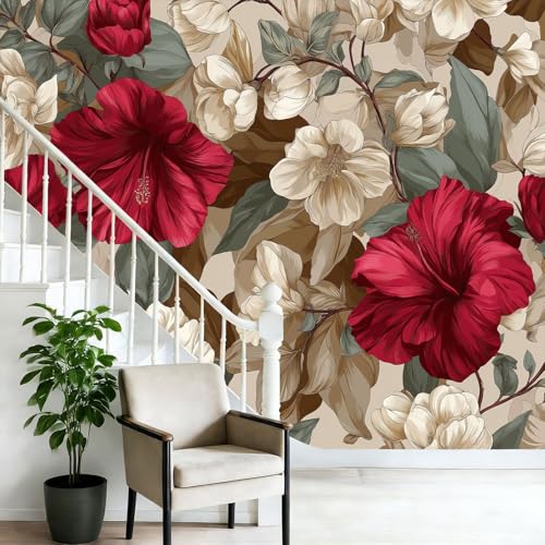 Papier peint intissé fleurs rose grand format pour décoration murale - 5