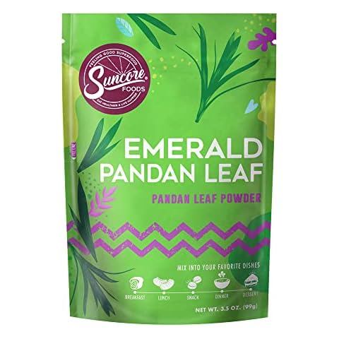 Suncore Foods Emerald Pandan Leaf Powder, Green Food Coloring Powder, Gluten-Free, Non-GMO, 3.5oz (1 Pack) Cover
