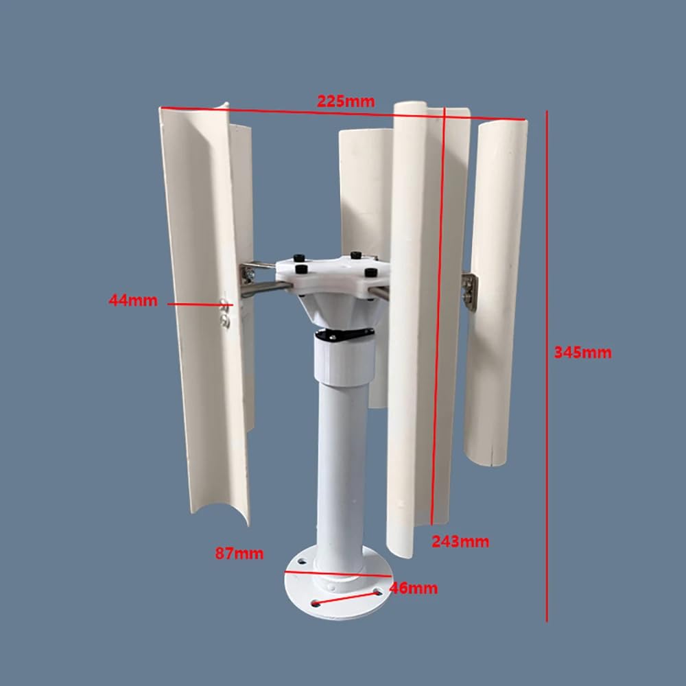 Aerogenerador de 5 Palas de Eje Vertical, Modelo de Generador Eólico, Generador Trifásico de Imanes Permanentes Sin Escobillas