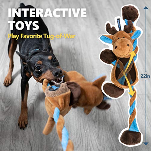 Eastblue Reindeer Dog Squeaky Toys: Cute Plush Stuffed Puppy Chew Toy With 6 Squeakers For Small | Medium Breed #TOP3