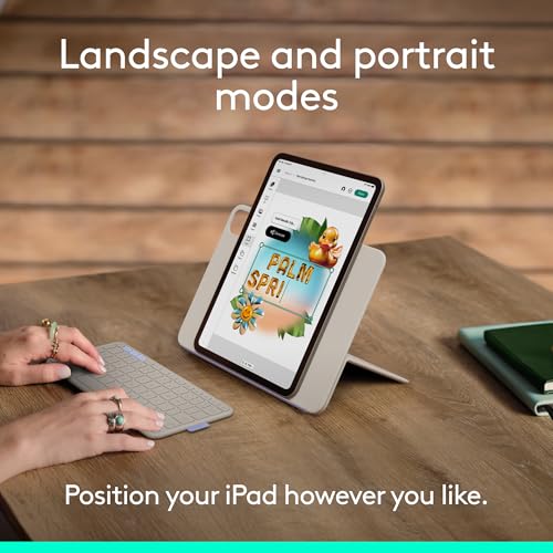 Image of Logitech Flip Folio Keyboard Case iPad Pro 11 inch M4 & M5 Air M2 - Sand