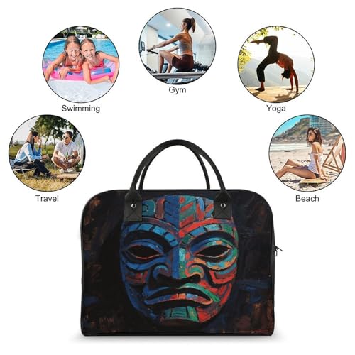 Maletín para laptop con diseño máscara tiki colorida miniatura 4