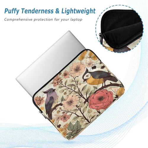 Funda para portátil con flores Retro Birds 13-14 pulgadas miniatura 5