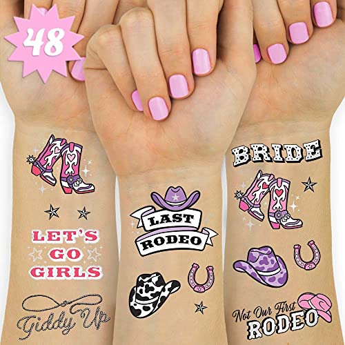 xo, Fetti Last Rodeo Bachelorette Temporary Tattoos - 48 Glitter Styles | Giddy Up Bach Party Decoration, Cowgirl, Bridesmaid Favor, Bride to Be Gift + Bridal Shower Supplies