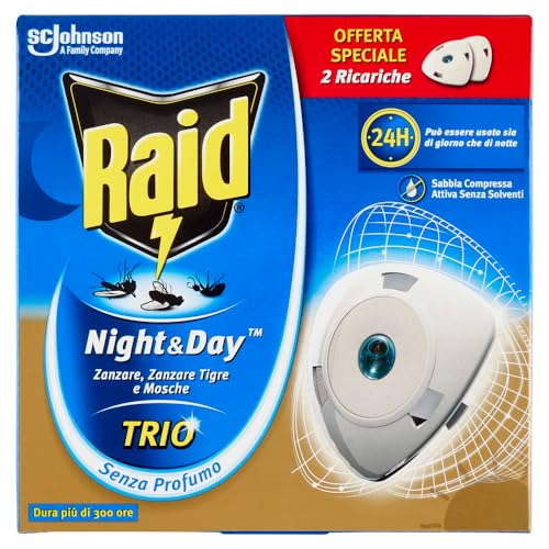 Raid, Juego de 3x2 recambios para difusor eléctrico de arena comprimido, antimosquitos, mosquitos tigres y moscas, Night & Dayios