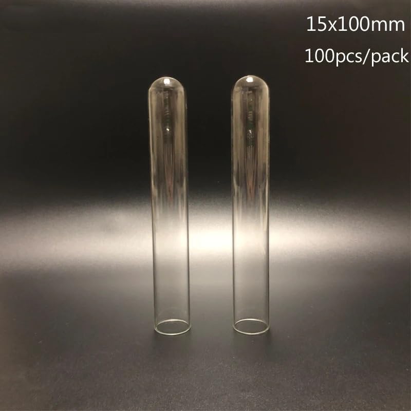 100 tubos de ensayo de vidrio con fondo en forma de U de 15x100 mm, cristalería de laboratorio de 12 ml for experimentos e investigación