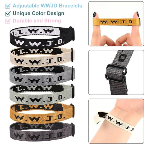 6 Pulseras WWJD Ajustables para Mujeres y Hombres miniatura 2