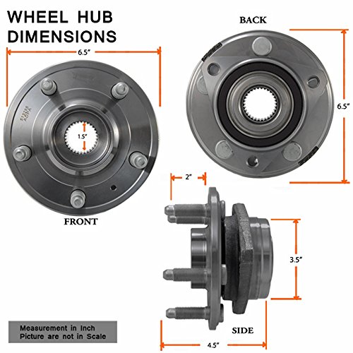 AKKON - for Cadillac CTS XTS | Chevy Equinox Malibu 513288 Pair of 5-Bolt Front Wheel Hub and Bearing Assembly W/O ABS
