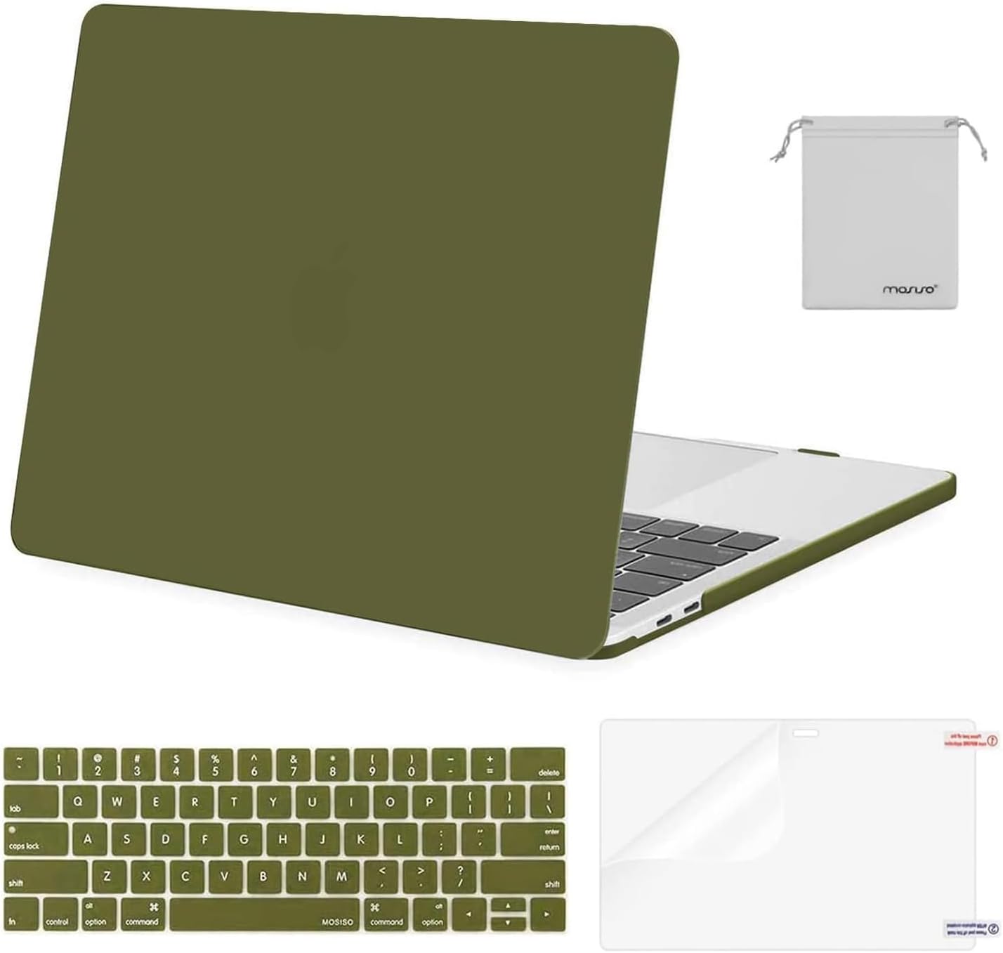 MOSISO Compatible with MacBook Pro 13 inch Case M2 2024, 2023, 2022-2016 A2338 M1 A2251 A2289 A2159 A1989 A1708 A1706, Plastic Hard Shell&Keyboard Cover&Screen Protector&Storage Bag, Capulet Olive