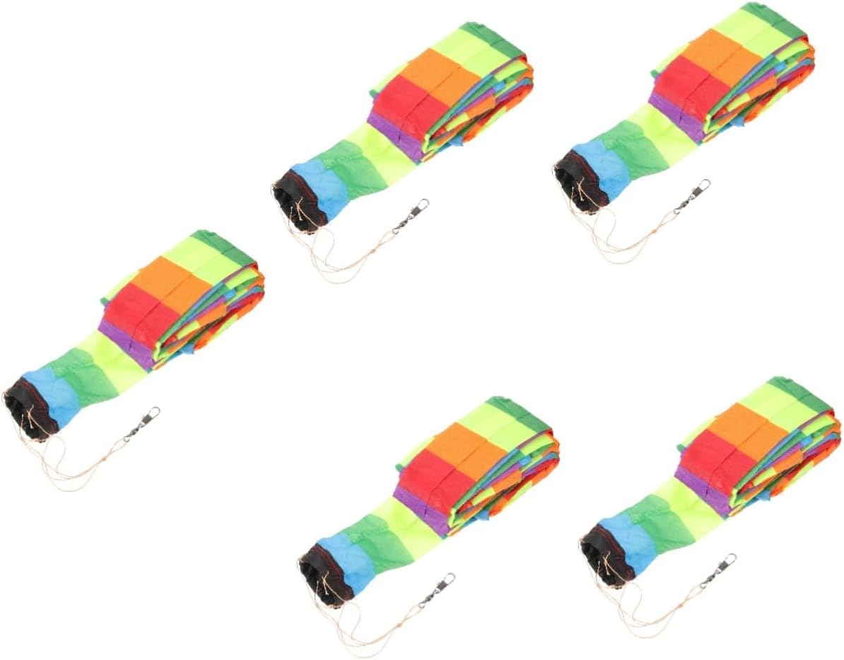 POPETPOP 5pcs Colorful Kite Tail Accessory Rainbow Streamer for Enhanced Stability and Fun for Kite Decoration and Outdoor Activities