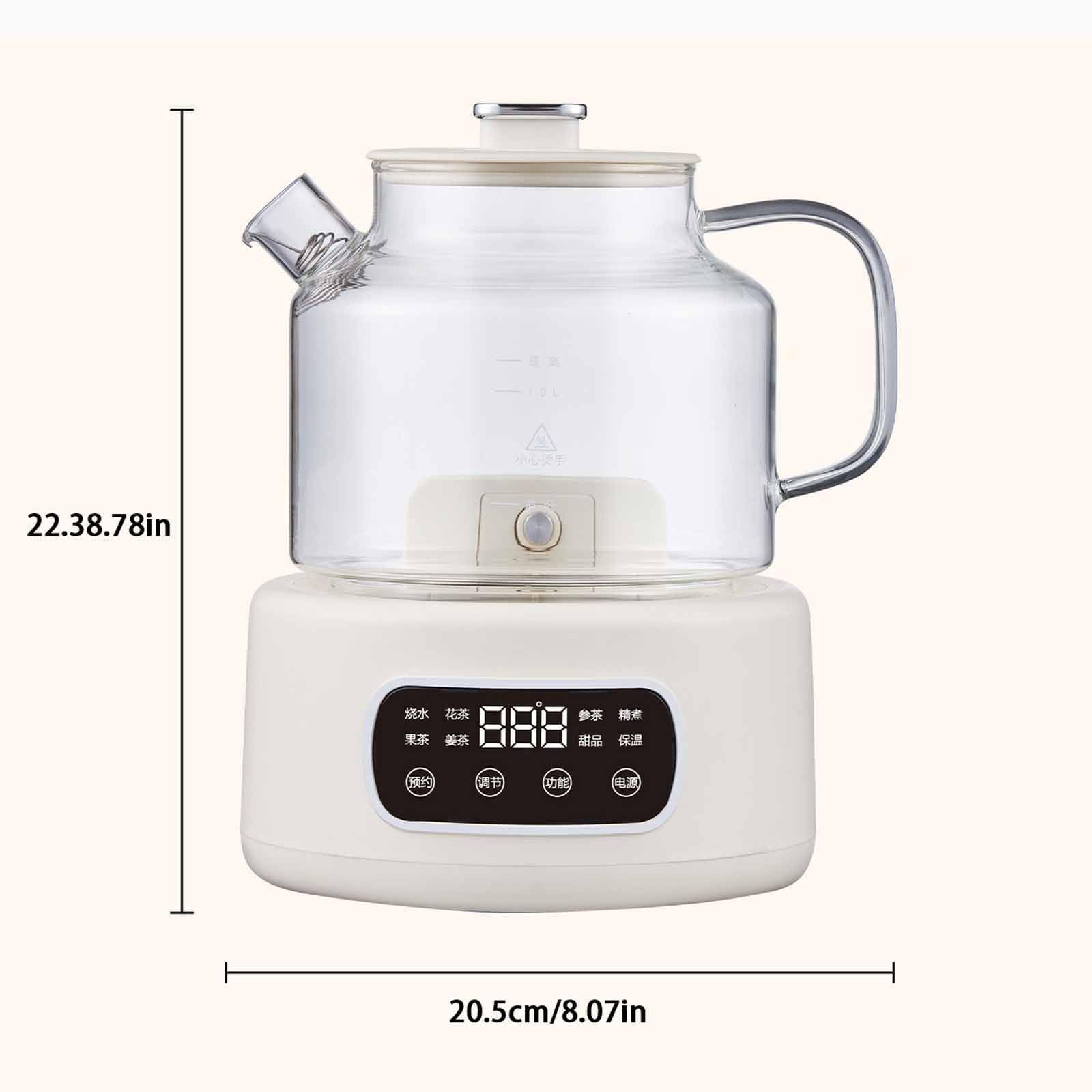Hervidor eléctrico vidrio, tetera eléctrica multifuncional 1,2 L control temperatura microcomputadora, protección contra ebullición seco cuerpo vidrio borosilicato resistente calor.