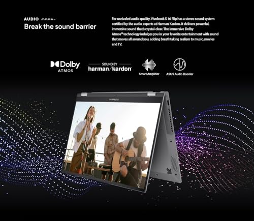 Image of ASUS Vivobook S 16 Flip 16 inch WUXGA Touchscreen Laptop, Intel 14Cores i9-13900H, 1080p Webcam, Harman /Kardon, Wi-Fi 6E, Backlit KB, Win 11H, w /Pen (24GB RAM | 1TB SSD)