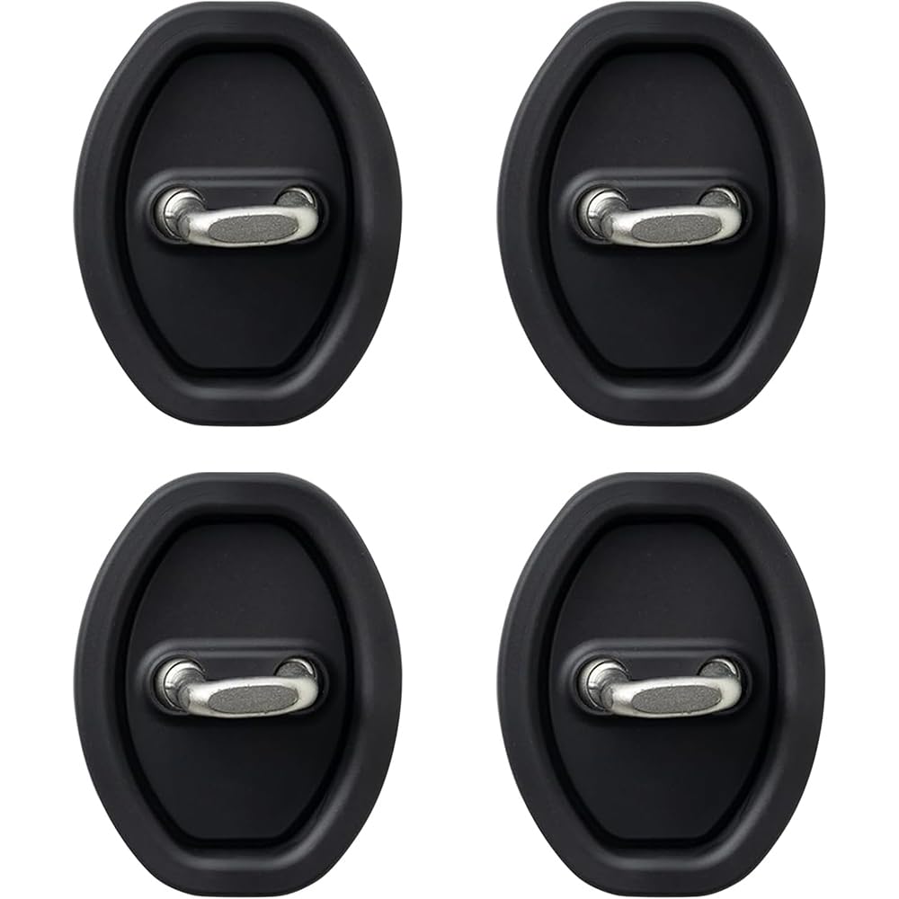 QIZUN 4 Pcs Car Door Lock Cover Latch Protector for BMW 750i/750Li/760i/760Li, Car Door Lock Buffers, Waterproof, Rustproof, striker plate guard,Black