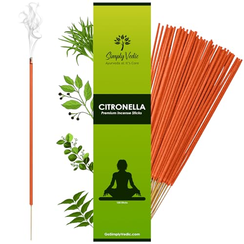 Simply-Vedic Citronella-Räucherstäbchen (ca. 120 Stäbchen), handkonserviertes Premium-Agarbatti...