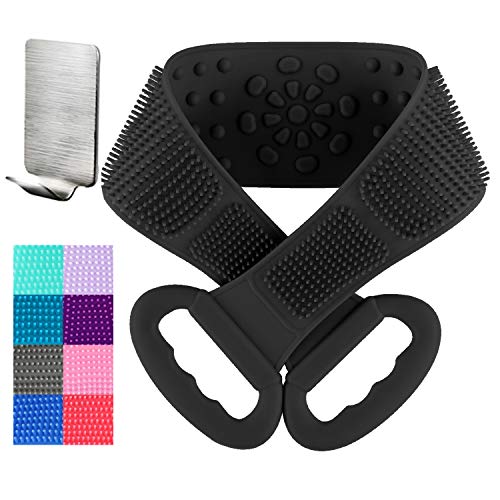 HOPESO Silicone Back Scrubber for Shower, Silicone Bath Body Brush, Easy to Clean - Exfoliating Improve Your Circulation, (31.5inch, Black-Upgrade version）
