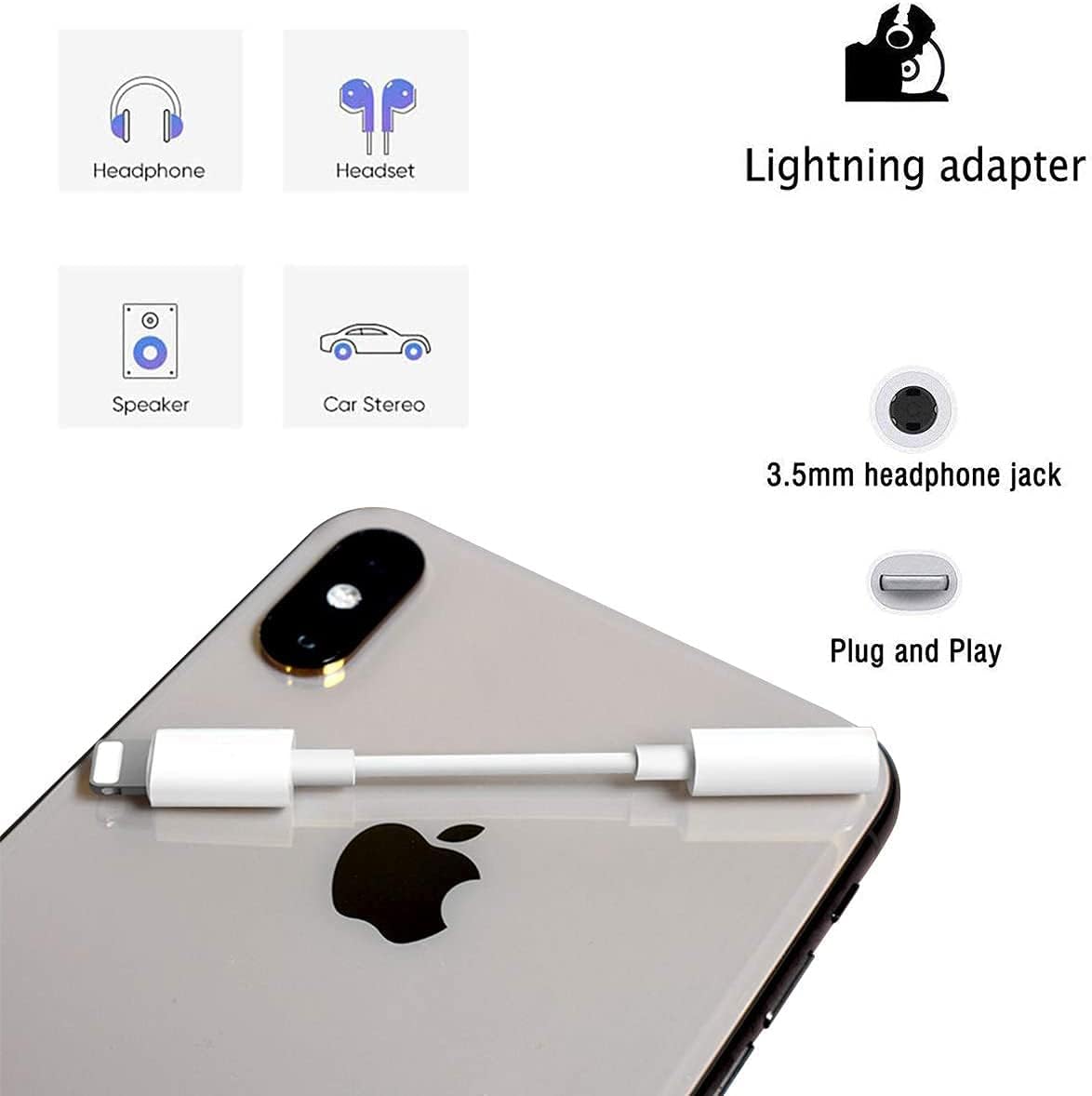 InVue Security Products 3 Pack Lightning to 3.5 mm Headphone Jack Adapter, Apple MFi Certified iPhone 3.5mm Aux Audio Connector Accessories Compatible Music with 12/11 Pro Max X/XS/XR 7/8